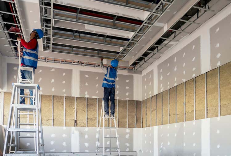 Construction,Worker,Installation,Ceiling